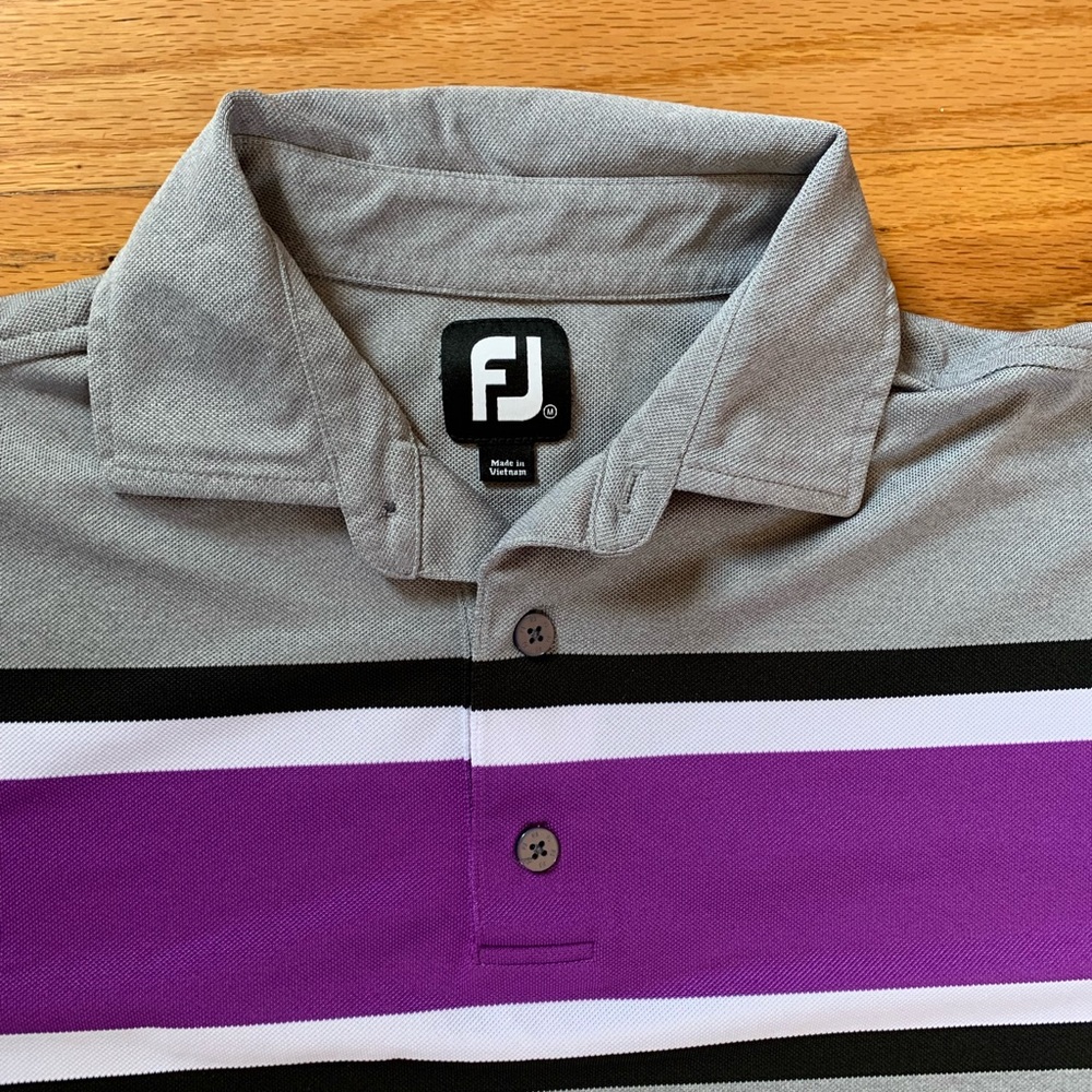 FootJoy Men’s Size Medium Short Sleeve Polo Bundle of Two Striped Cotton Blend - Picture 7 of 12